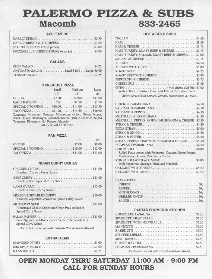 Palermo Pizza & Subs - Macomb, IL menu_pic