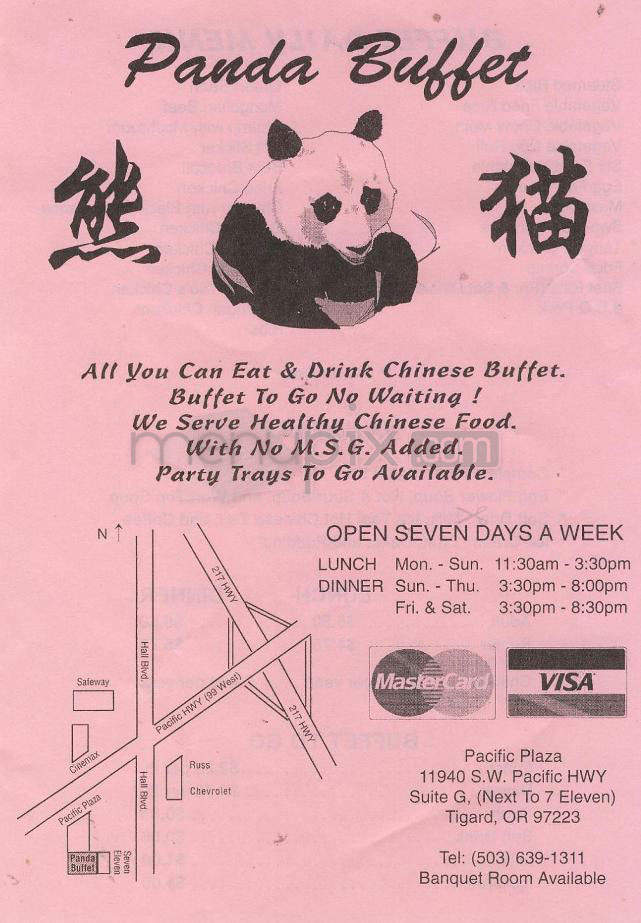 Panda Buffet - Tigard, OR menu_pic