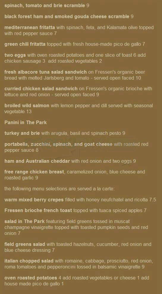Park Bistro - Portland, OR menu_pic
