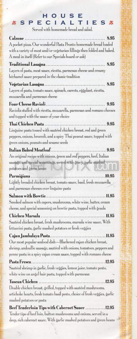 Pasta Pronto Cafe - Hillsboro, OR menu_pic