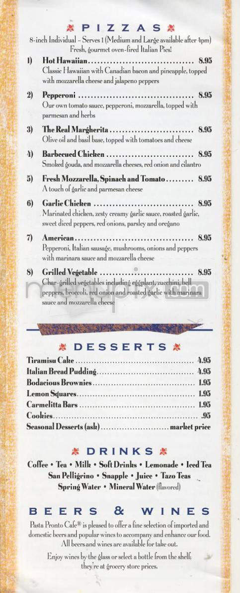 Pasta Pronto Cafe - Hillsboro, OR menu_pic