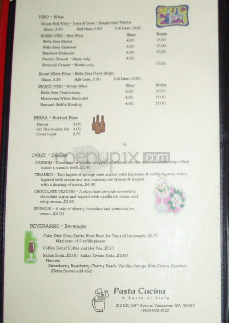 Pasta Cucina - Vancouver, WA menu_pic