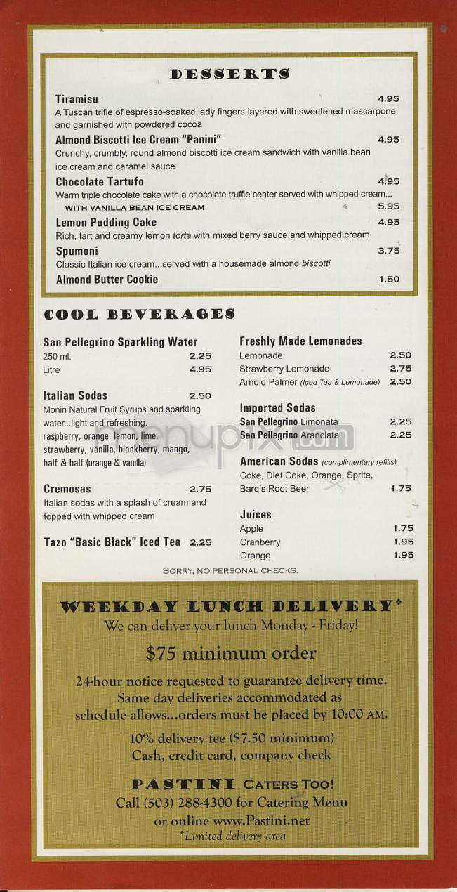 Pastini Pastaria - Tigard, OR menu_pic