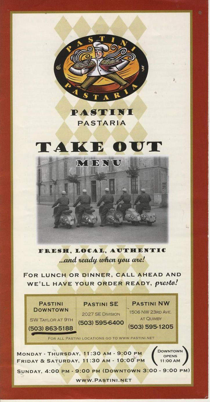 Pastini Pastaria - Portland, OR menu_pic