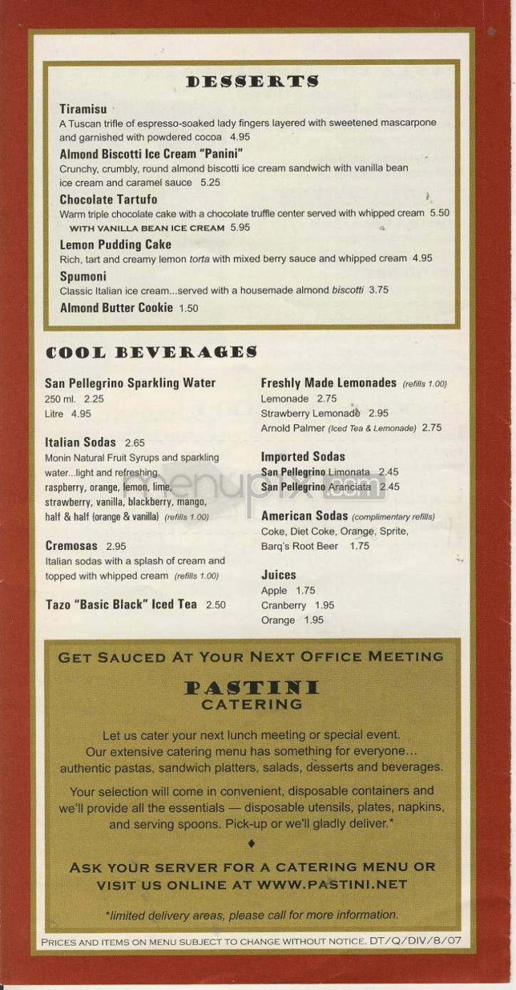 Pastini Pastaria - Portland, OR menu_pic