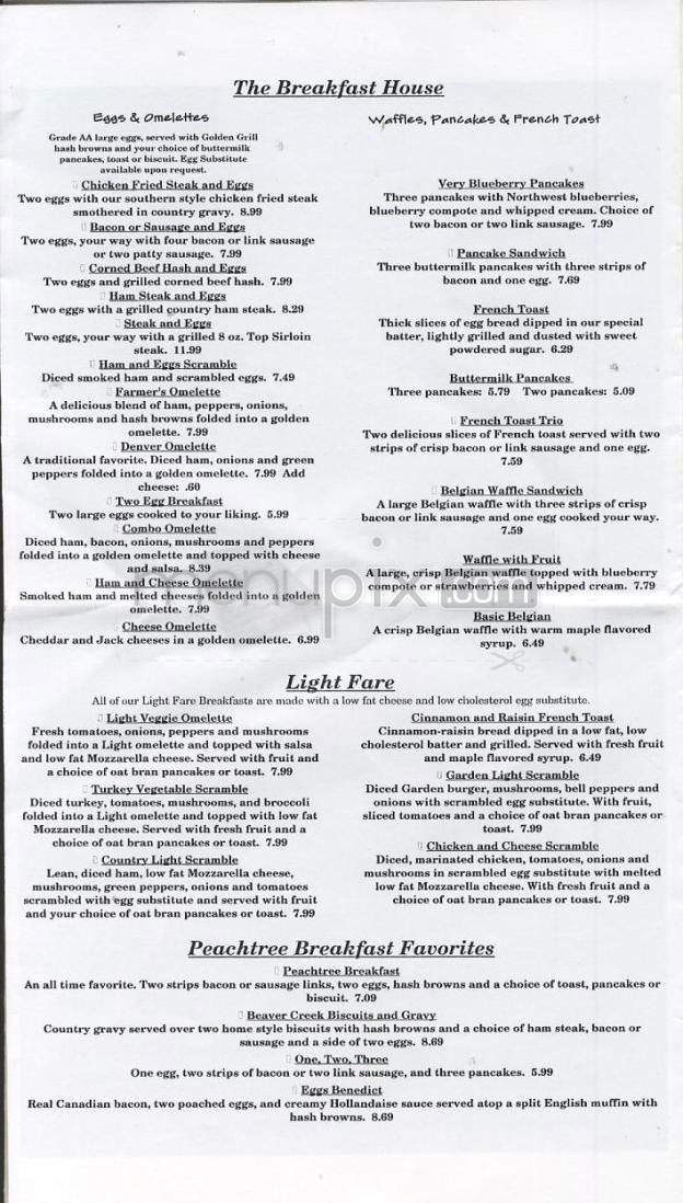 Peachtree Restaurant & Pie House - Vancouver, WA menu_pic