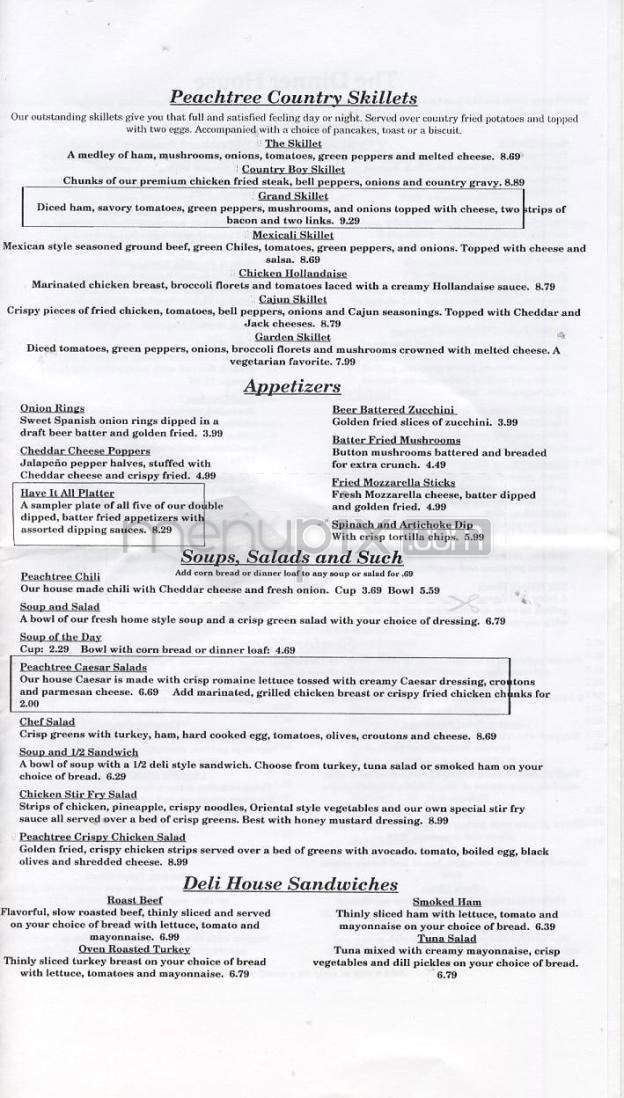 Peachtree Restaurant & Pie House - Vancouver, WA menu_pic