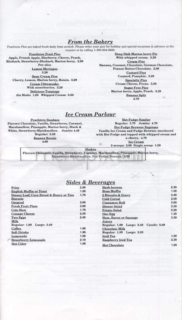 Peachtree Restaurant & Pie House - Vancouver, WA menu_pic