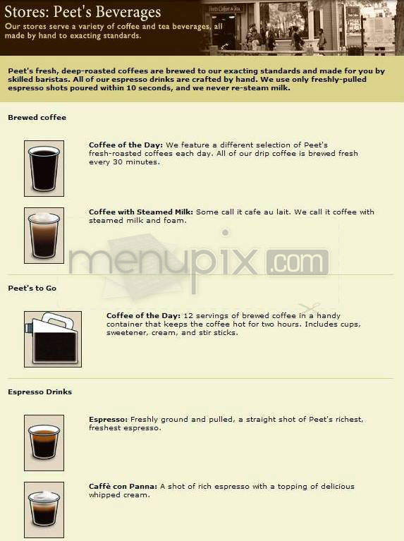 Peet's Coffee & Tea - Portland, OR menu_pic
