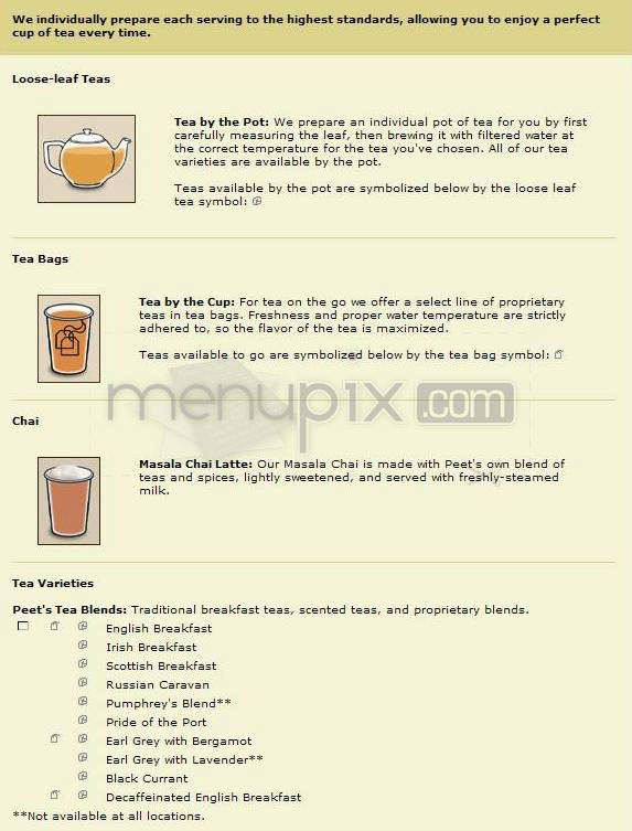 Peet's Coffee & Tea - Portland, OR menu_pic