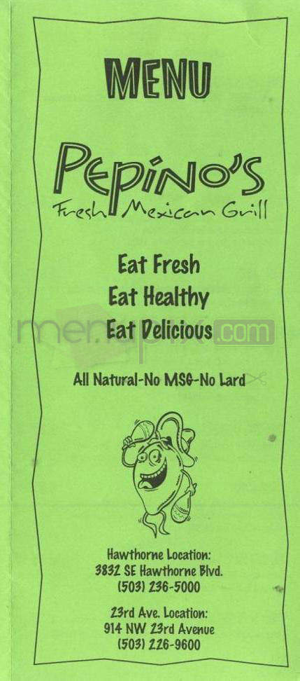 Pepino's - Portland, OR menu_pic