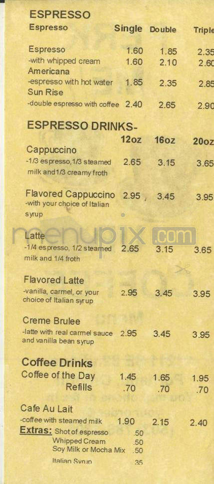Perk Me Up Coffee - Happy Valley, OR menu_pic