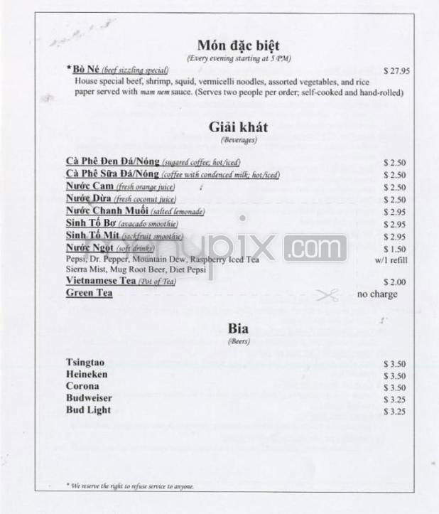 Pho Binh Minh - Portland, OR menu_pic