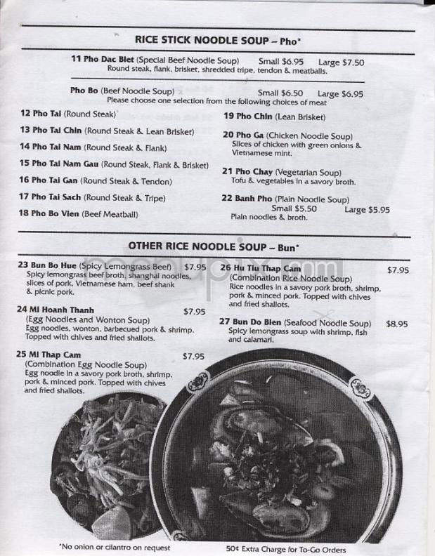 Pho Huy - Happy Valley, OR menu_pic