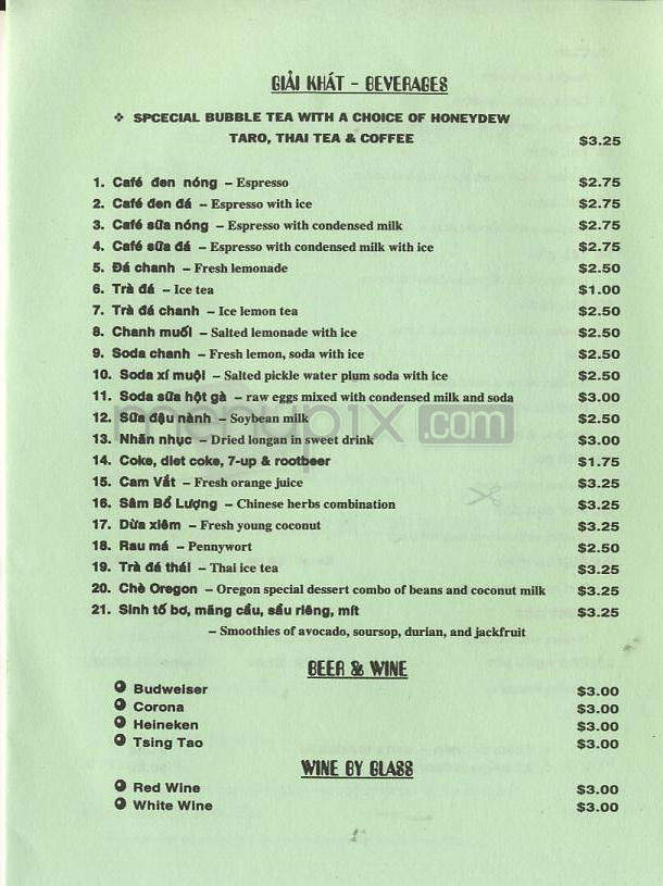 Pho An Sandy - Portland, OR menu_pic