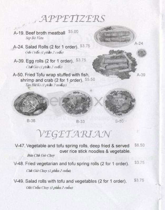 Pho Vinh - Portland, OR menu_pic