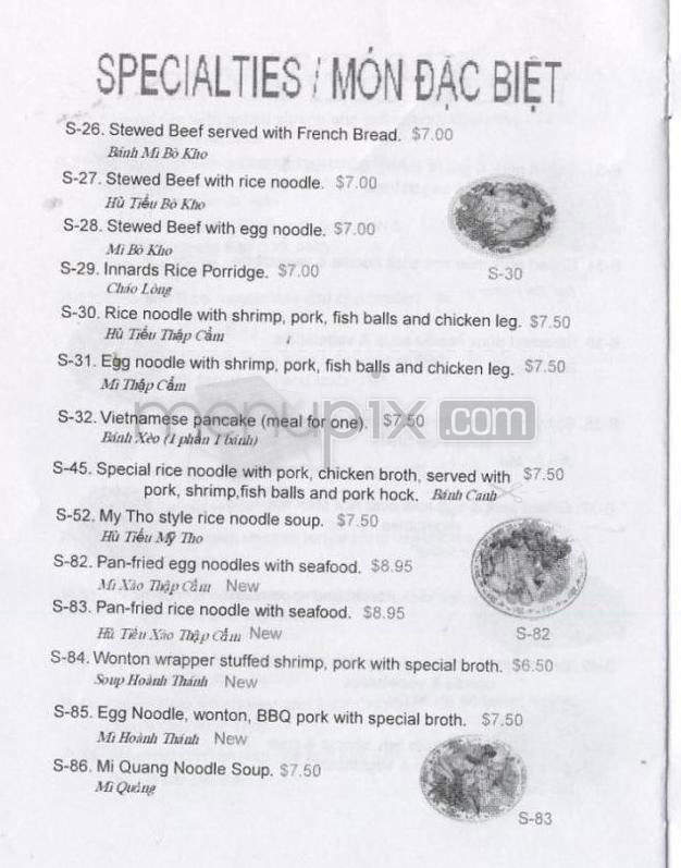 Pho Vinh - Portland, OR menu_pic