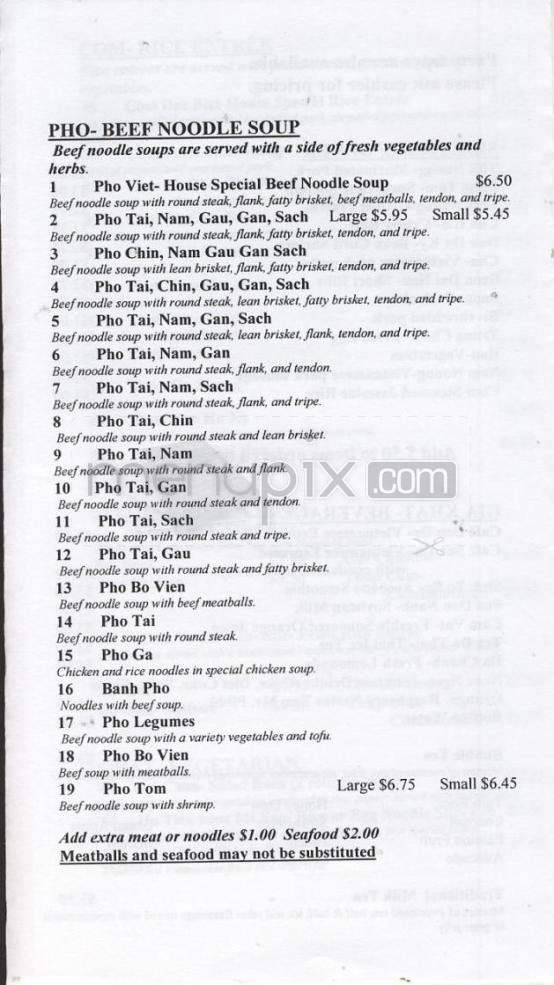 Pho Le - Taylors, SC menu_pic