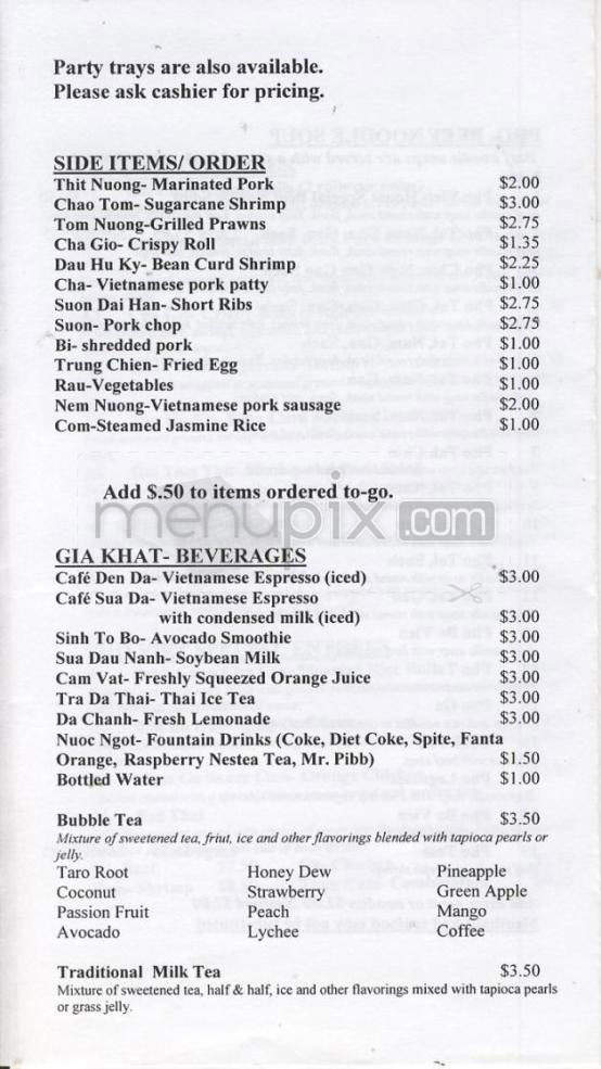 Pho Le - Taylors, SC menu_pic