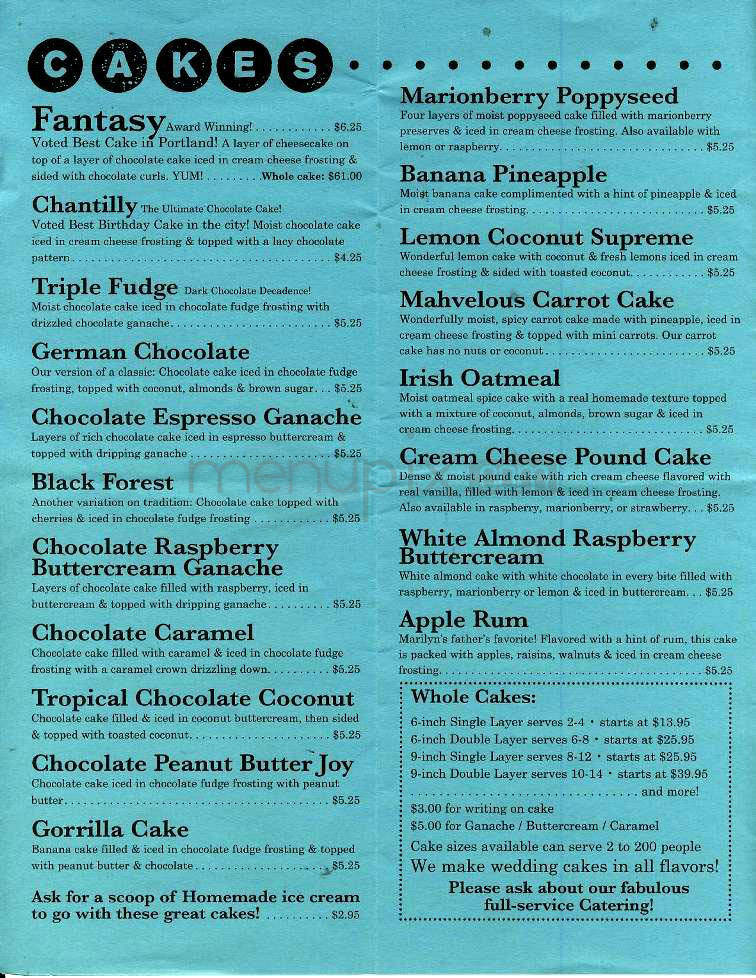 Piece Of Cake - Portland, OR menu_pic
