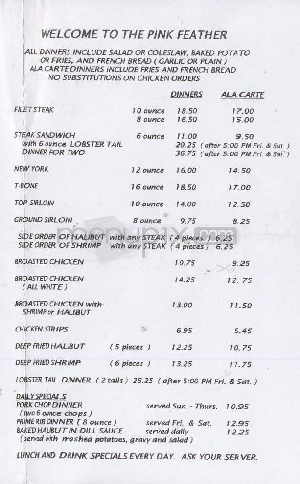 Pink Feather - Portland, OR menu_pic