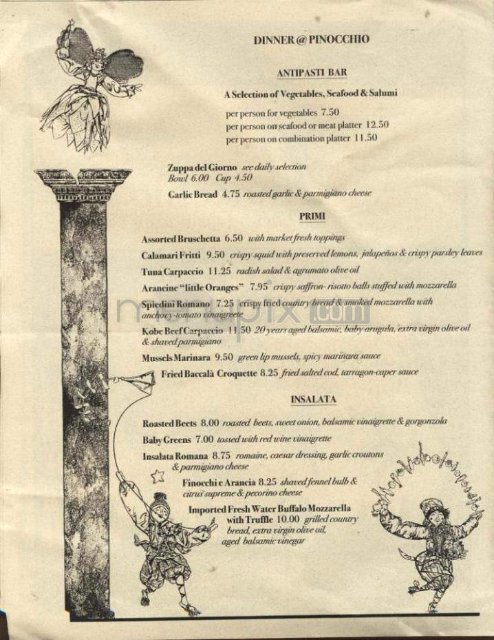 Pinocchio Bar & Restaurant - Portland, OR menu_pic