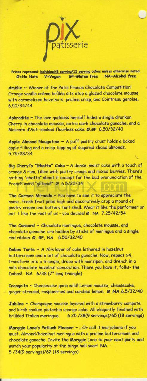 Pix Patisserie - Portland, OR menu_pic