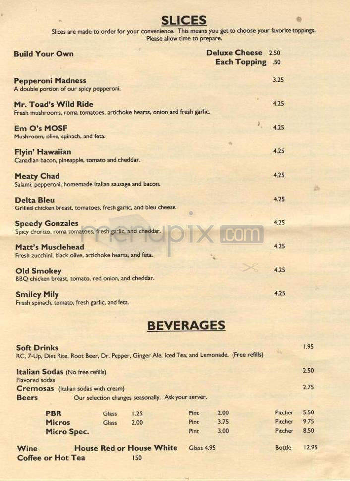 Pizza Oasis - Portland, OR menu_pic