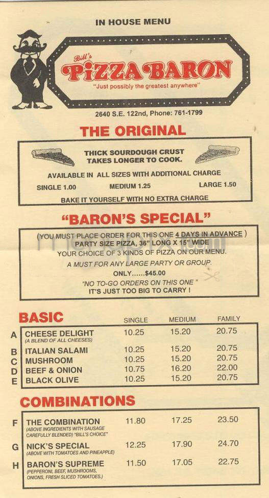 Pizza Baron - Portland, OR menu_pic