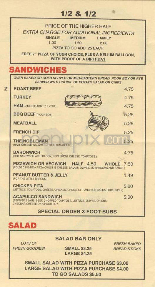 Pizza Baron - Portland, OR menu_pic