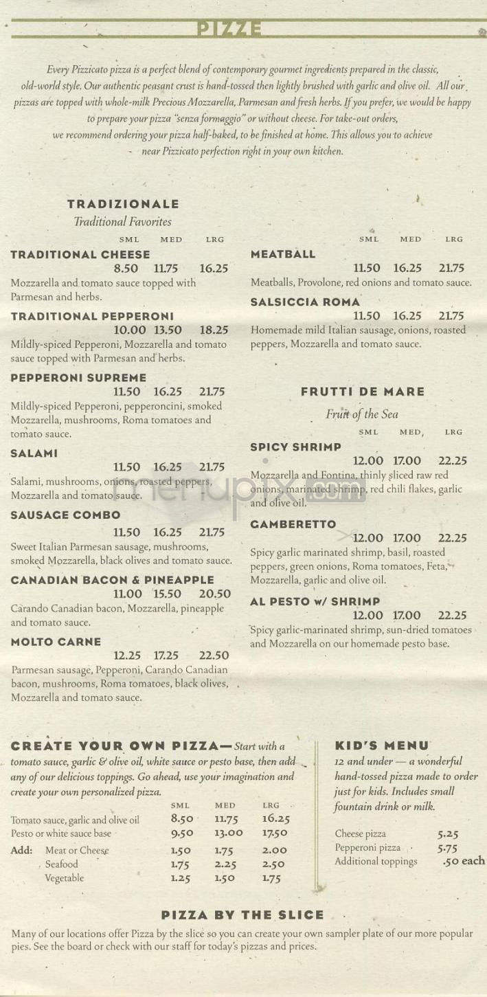 Pizzicato Gourmet Pizza - Portland, OR menu_pic