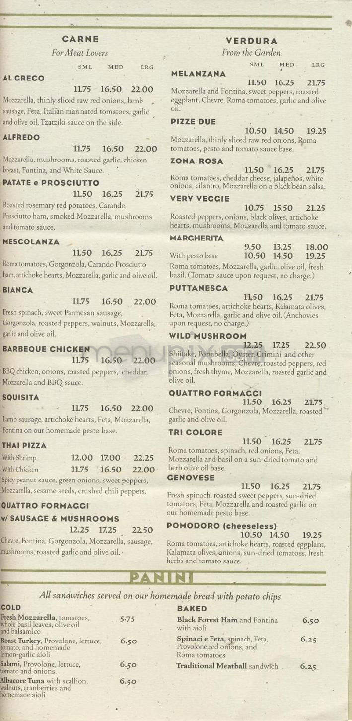 Pizzicato Gourmet Pizza - Portland, OR menu_pic