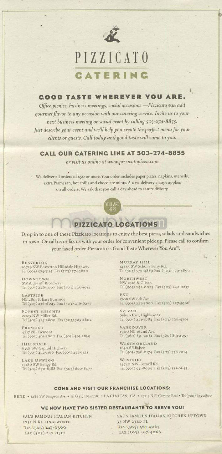 Pizzicato Gourmet Pizza - Portland, OR menu_pic