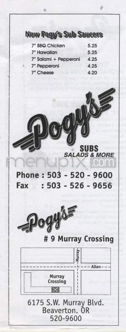 Pogy's Subs - Beaverton, OR menu_pic