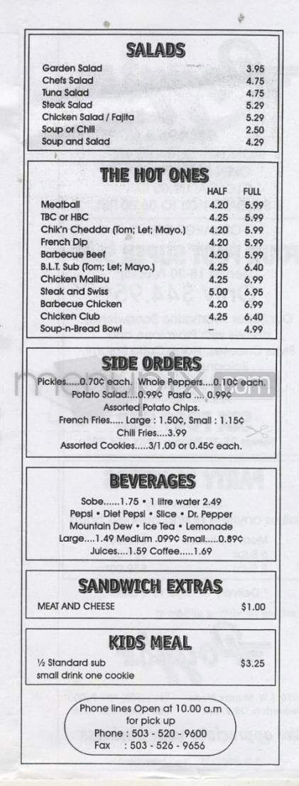 Pogy's Subs - Beaverton, OR menu_pic