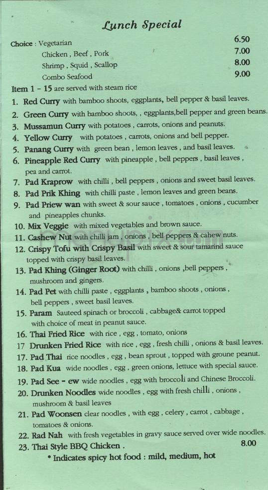 Por. Lemon Thai Cuisine - Portland, OR menu_pic