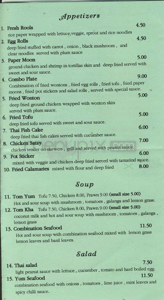 Por. Lemon Thai Cuisine - Portland, OR menu_pic