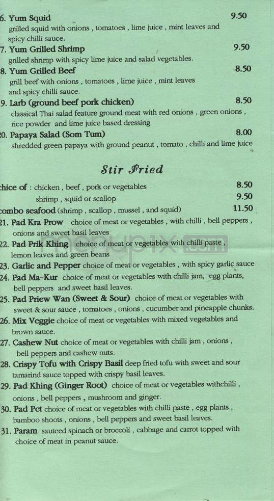 Por. Lemon Thai Cuisine - Portland, OR menu_pic
