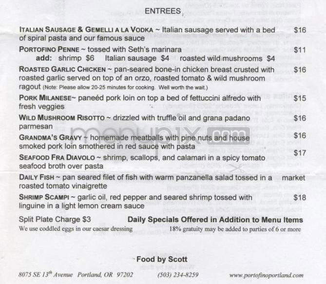 Portofino Caffe Italiano - Portland, OR menu_pic