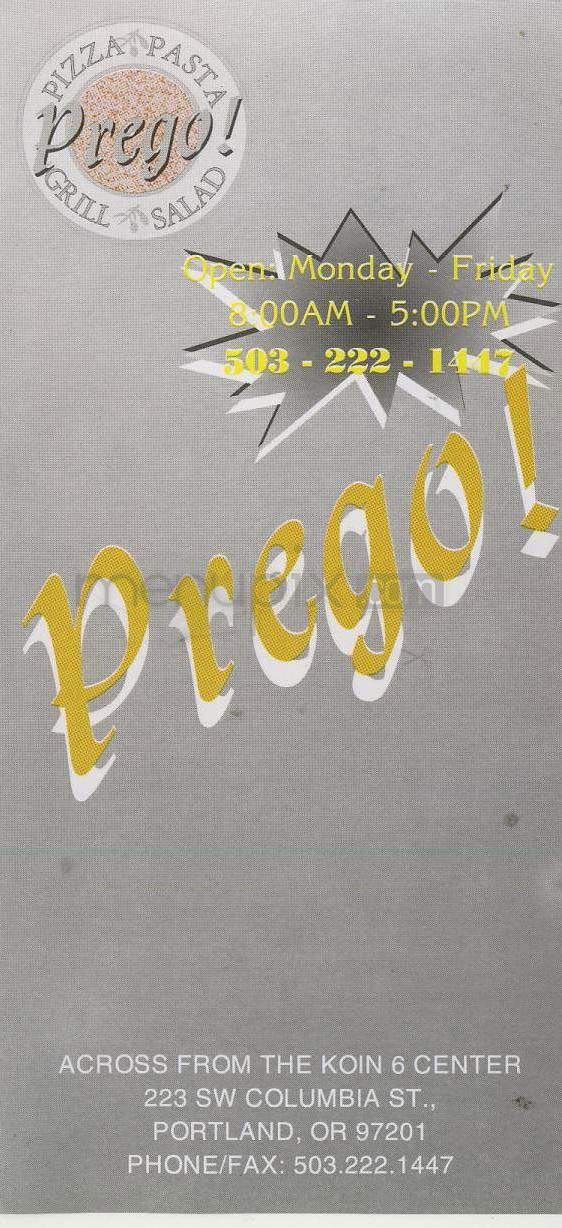 Prego On Columbia - Portland, OR menu_pic