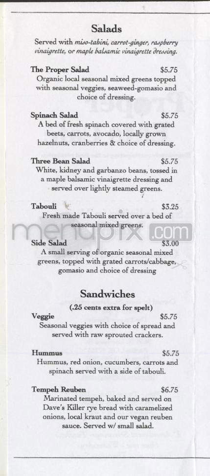 Proper Eats Cafe - Portland, OR menu_pic