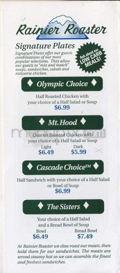 Rainier Roaster - Tigard, OR menu_pic
