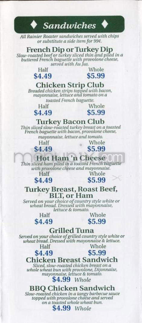 Rainier Roaster - Tigard, OR menu_pic