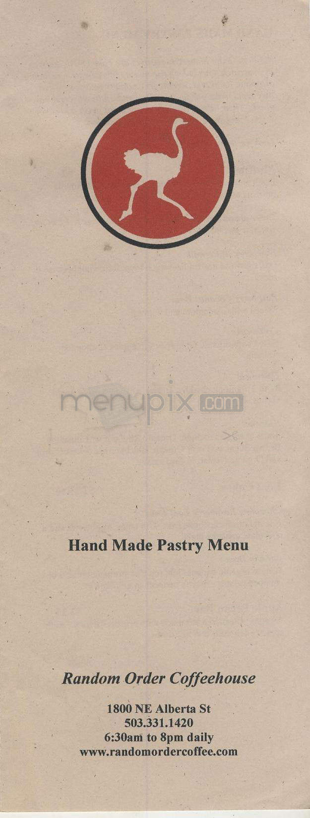 Random Order Coffeehouse - Portland, OR menu_pic