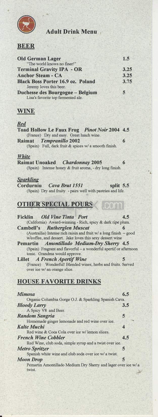Random Order Coffeehouse - Portland, OR menu_pic