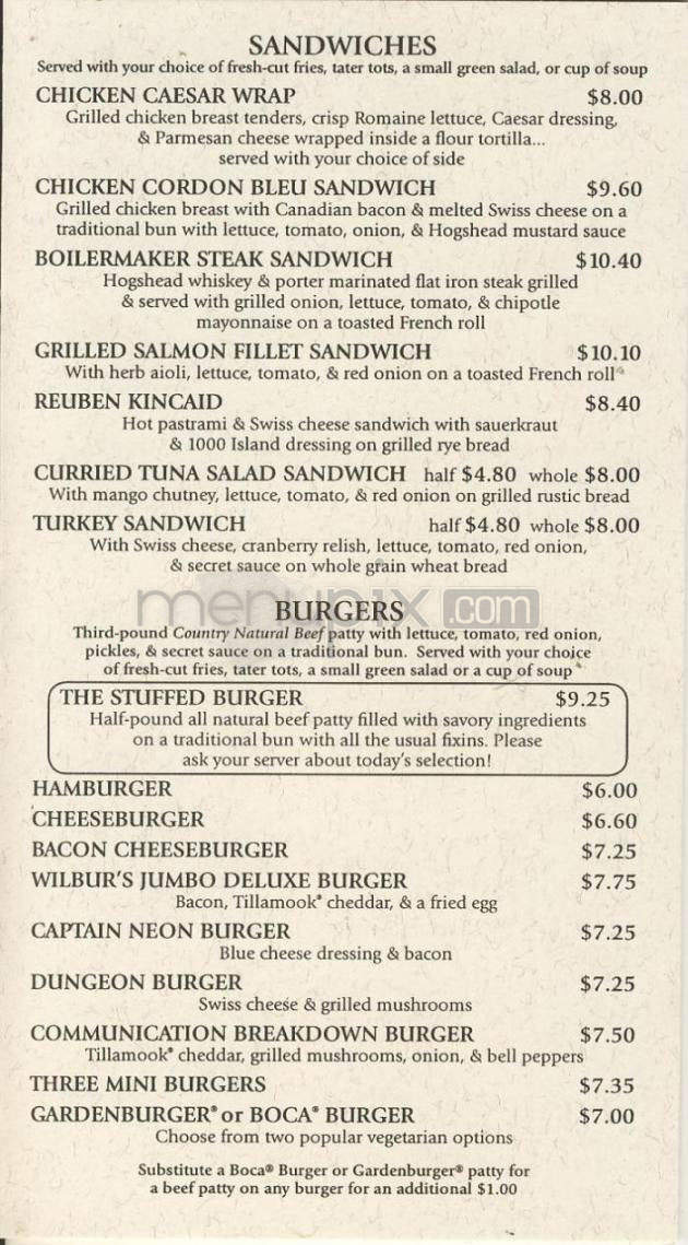 Ringler's Pub - Portland, OR menu_pic