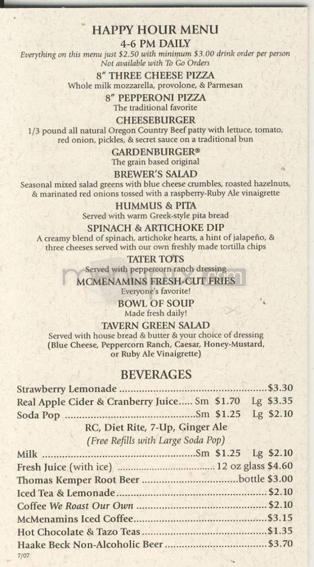 Ringler's Pub - Portland, OR menu_pic