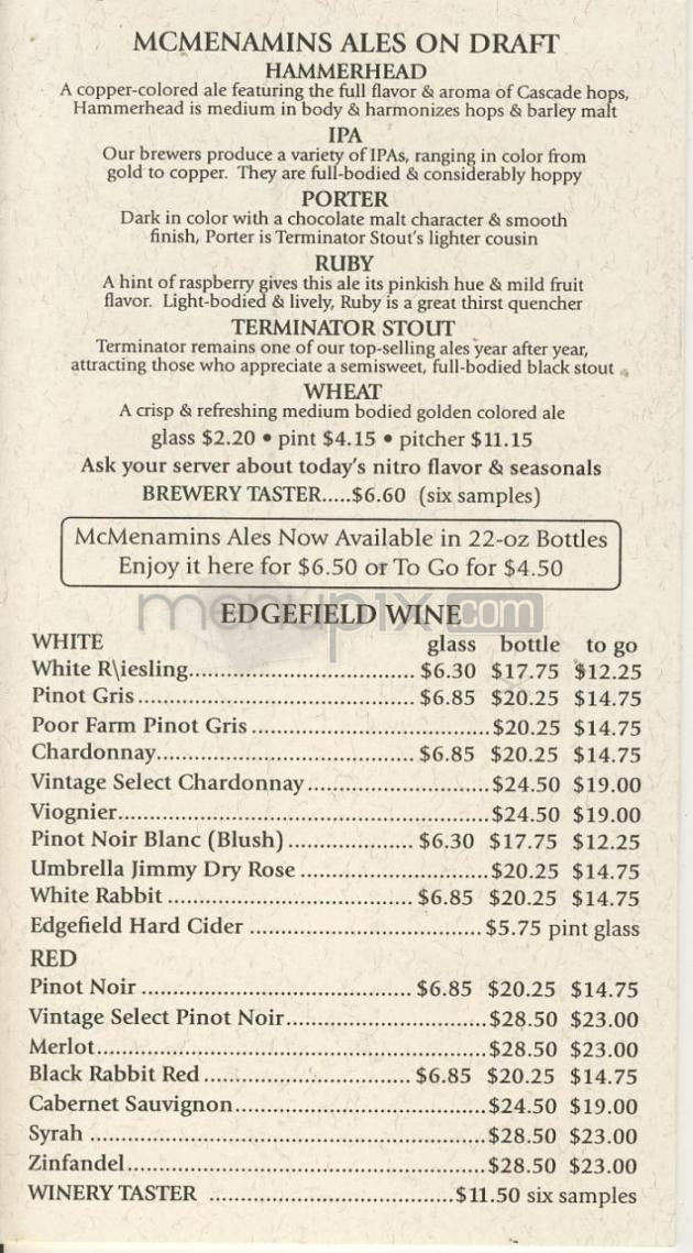 Ringler's Pub - Portland, OR menu_pic