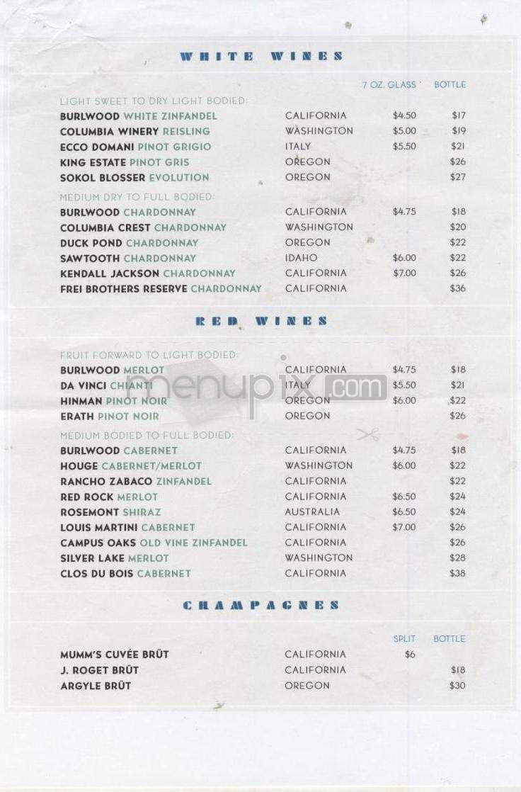 Rivershore Bar & Grill - Oregon City, OR menu_pic