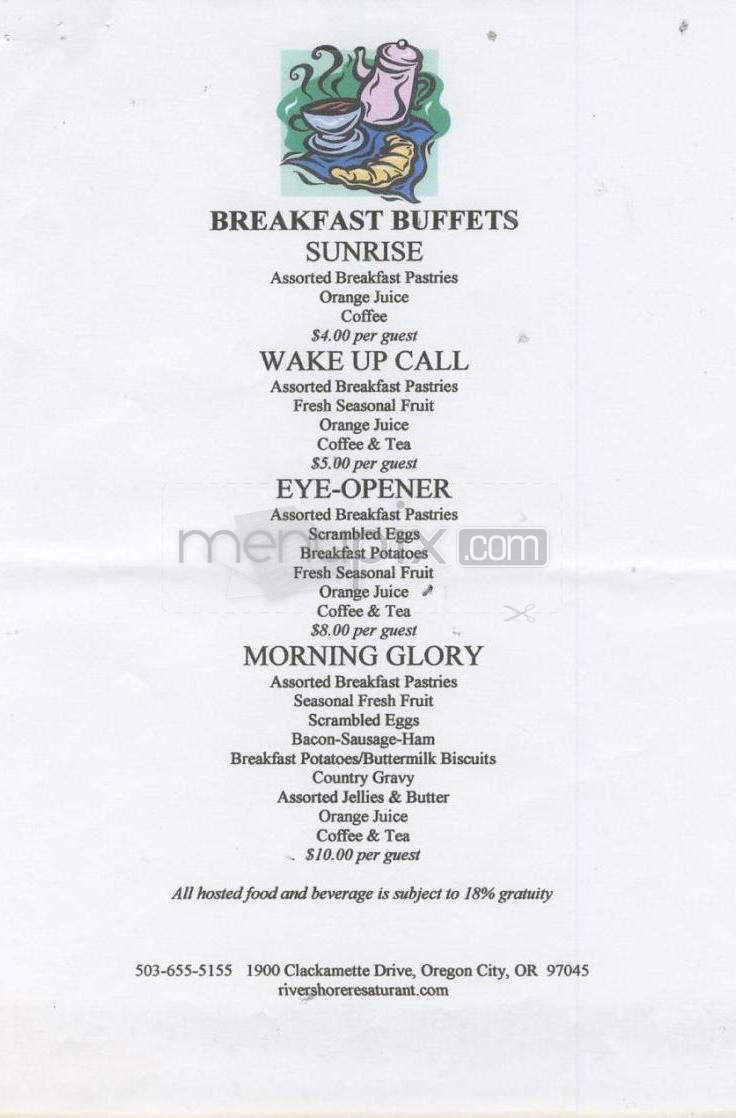 Rivershore Bar & Grill - Oregon City, OR menu_pic